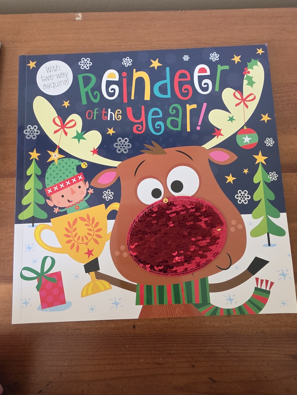 Reindeer of the Year! Sequin Nose Kids Book - Red & Navy